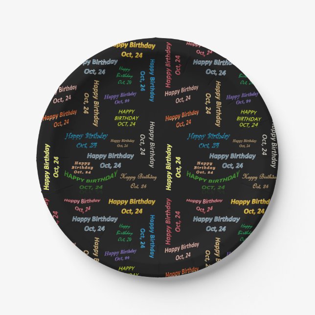 Prato De Papel Papelão, 24 de outubro, Aniversário (Frente)