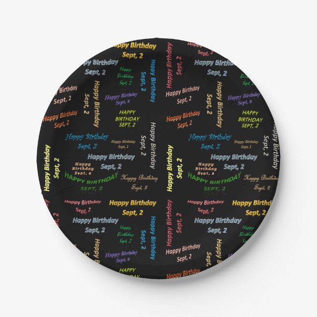 Prato De Papel Papelão, 2 de setembro, aniversário (Frente)