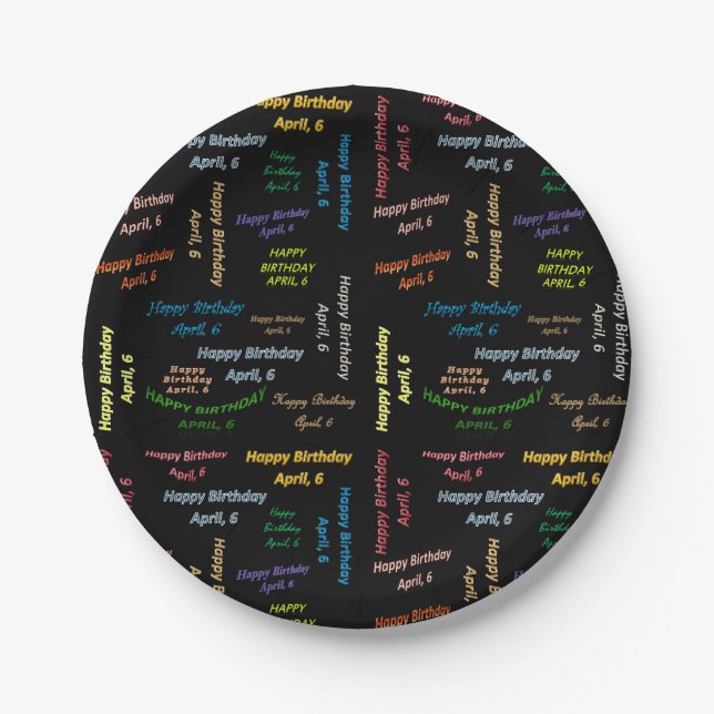 Prato De Papel Papelão, 6 de abril, aniversário (Frente)