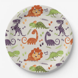Prato De Papel Papelão - Crianças Adoram Dinossauro