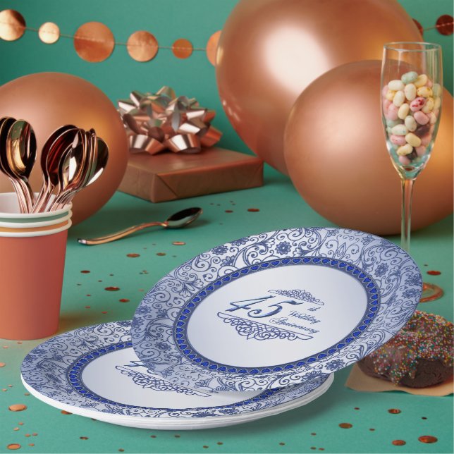 Prato De Papel Papelão de Aniversário de Casamento 45 (Múltiplo)