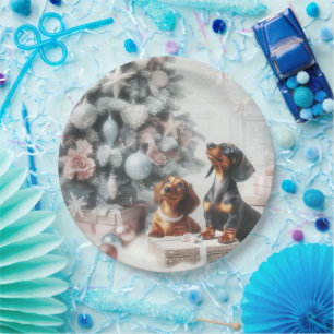 Prato De Papel Papelão de Natal Dachshund