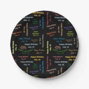 Prato De Papel Papelão julho, 16 de aniversário