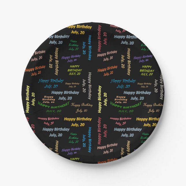 Prato De Papel Papelão julho, 20 de aniversário (Frente)