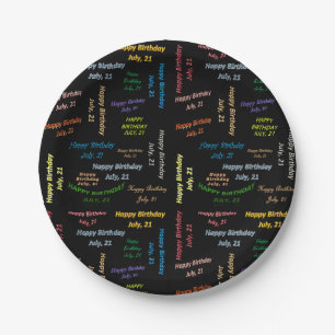 Prato De Papel Papelão julho, 21 de aniversário