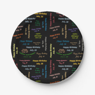 Prato De Papel Papelão julho, 26 de aniversário