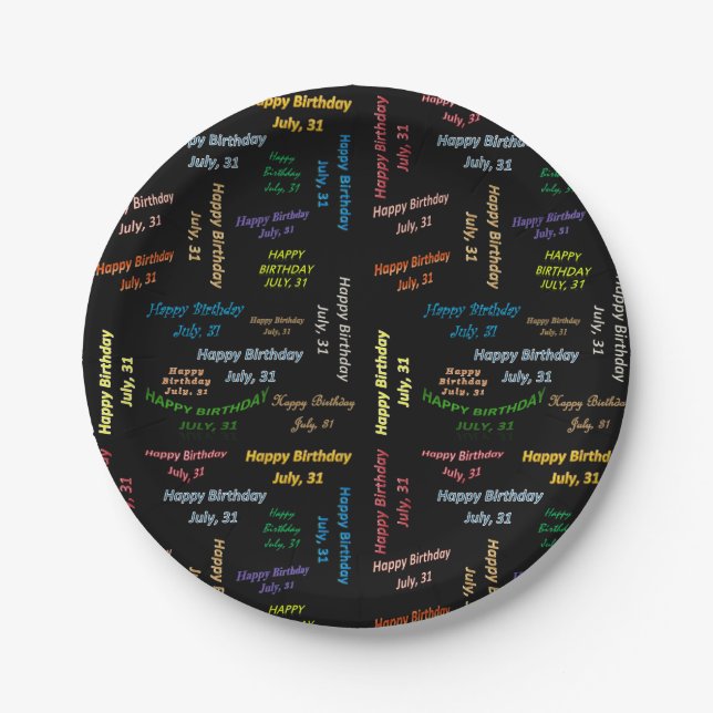 Prato De Papel Papelão julho, 31 Aniversário (Frente)