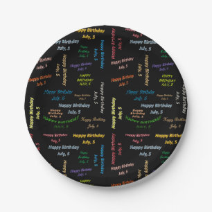 Prato De Papel Papelão julho, 5 de aniversário