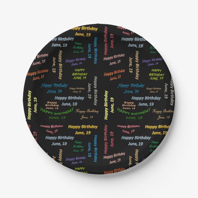 Prato De Papel Papelão junho, 19 Aniversário (Frente)