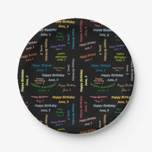 Prato De Papel Papelão junho, 3 de aniversário