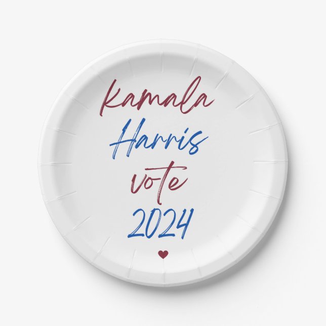 Prato De Papel Papelão para Kamala Harris 2024 (Frente)
