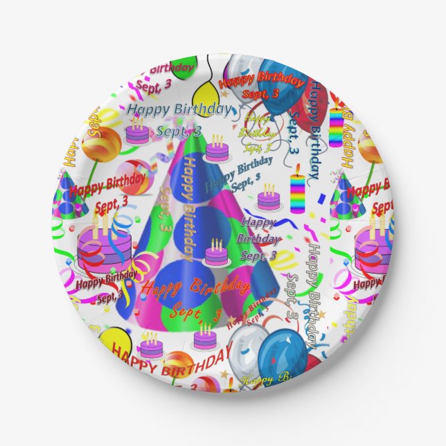 Prato De Papel Papelão, setembro, 3 de setembro de aniversário, (Frente)