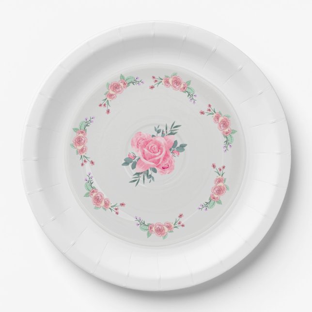 Prato De Papel Paper & Party Plates || Rose Garden Party Plate (Frente)