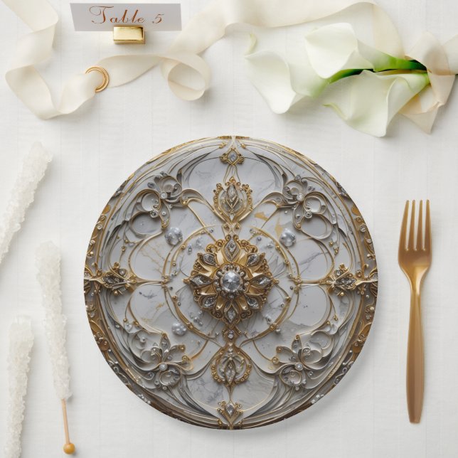 Prato De Papel Paper Plate 9" Round (Casamento)