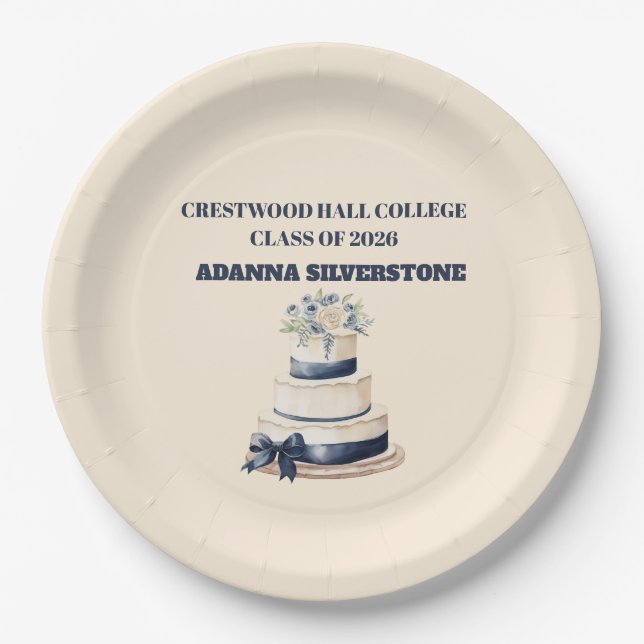 Prato De Papel Paper Plate-Editable Graduation Party Plates (Frente)