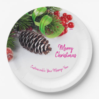Prato De Papel Paper Plate Holidays 9"