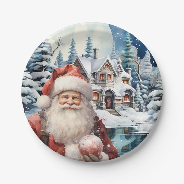 Prato de Papel (Paper Plate) Noite do Papai Noel (Frente)