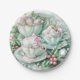 Prato De Papel Paper Plate-Pink Victorian Christmas