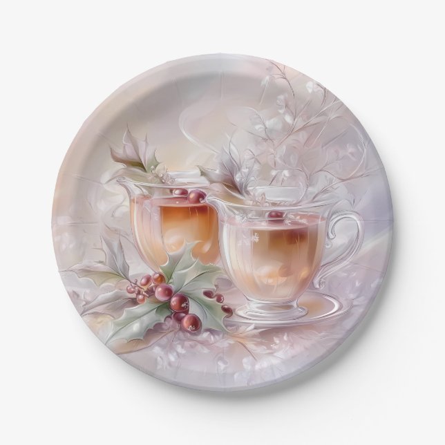 Prato De Papel Paper Plate-White Victorian Christmas (Frente)