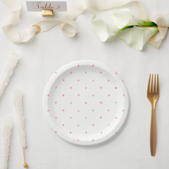 Prato De Papel Paper Plates 17,8 cm - Pink Dots (Casamento)