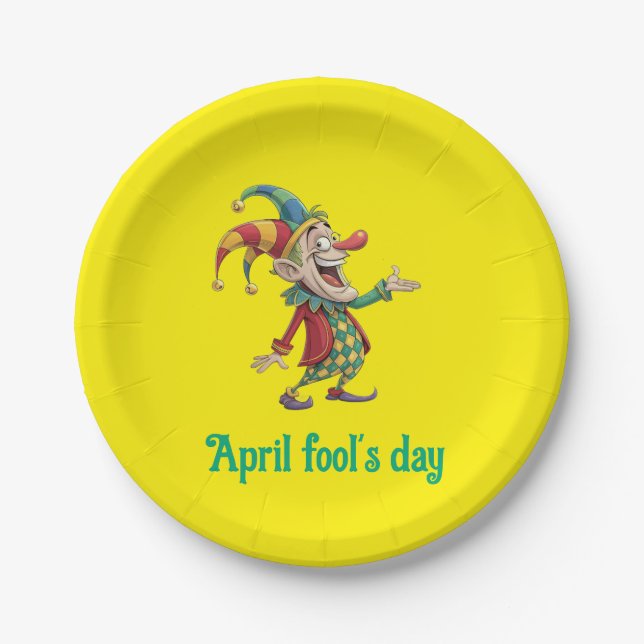 Prato De Papel Paper Plates, April fool's Day Clown  (Frente)
