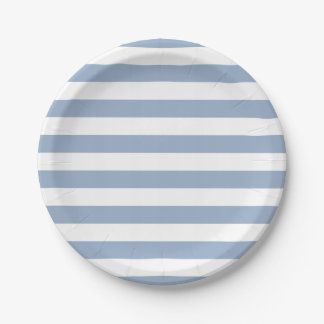 Prato De Papel Paper Plates, Blue & White Stripe Birthday