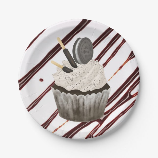 Prato De Papel Paper Plates,  Chocolate Cupcake Fudge  (Frente)
