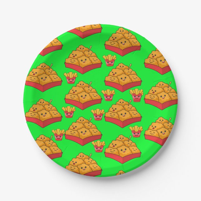 Prato De Papel Paper Plates, Green Chicken Nuggets  (Frente)