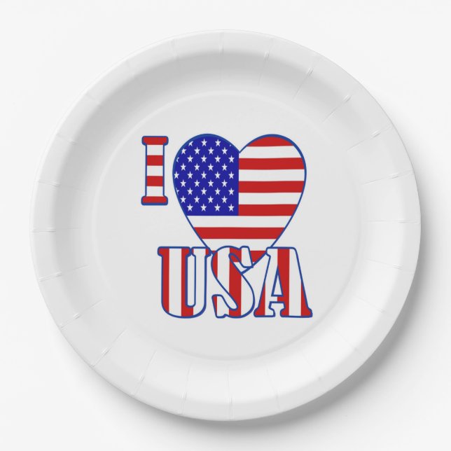 Prato De Papel Paper Plates/I Heart USA (Frente)