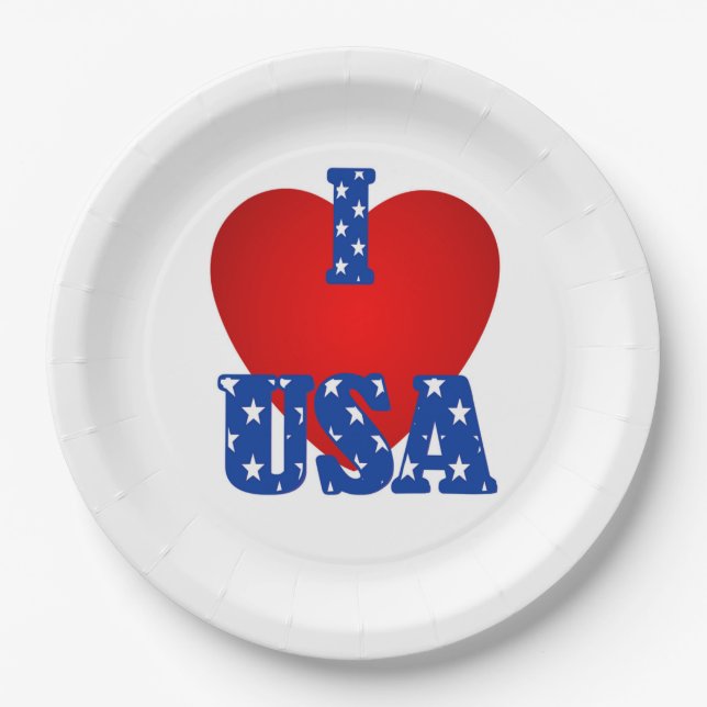 Prato De Papel Paper Plates/I Heart USA (Frente)