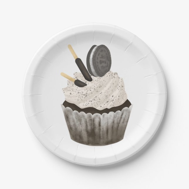Prato De Papel Paper Plates, Oreo Birthday Cupcake  (Frente)