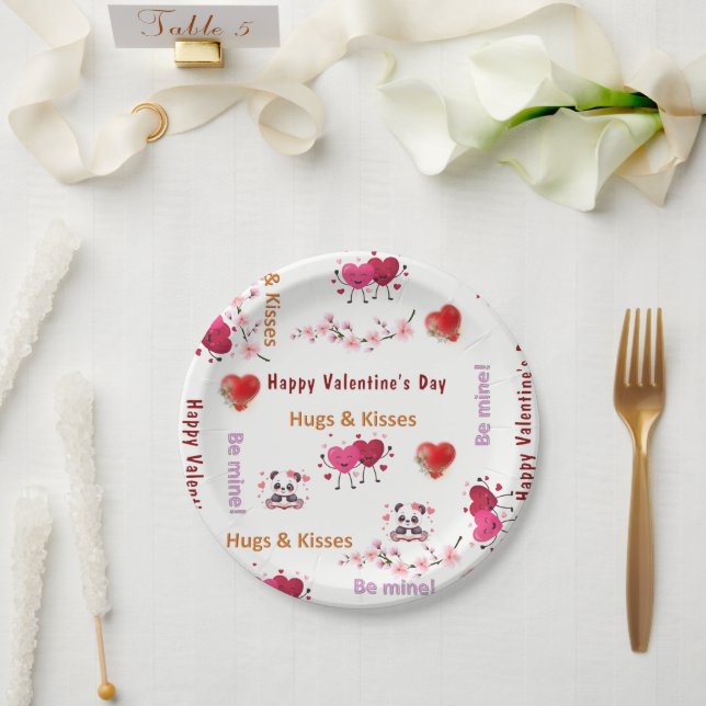 Prato De Papel Paper plates Valentine's Day Couple Red Hearts (Casamento)