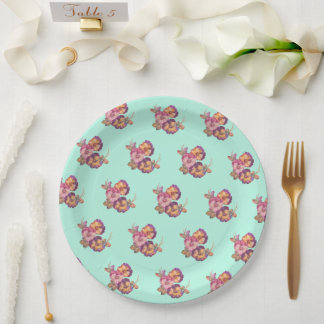 Prato De Papel Paper Plates | Vintage Pansy Floral Party Tablewar