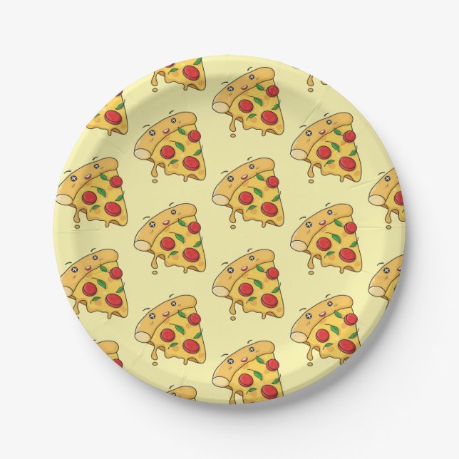 Prato De Papel Paper Plates, Yellow Pizza Cheese (Frente)