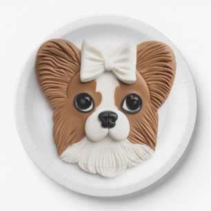 Prato De Papel Papillon Dog 3D Inspirou