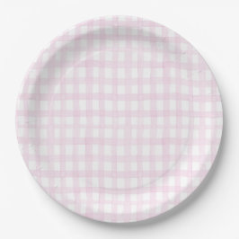 Prato De Papel Papoila Dolly do Avô e eu, Gingham Rosa
