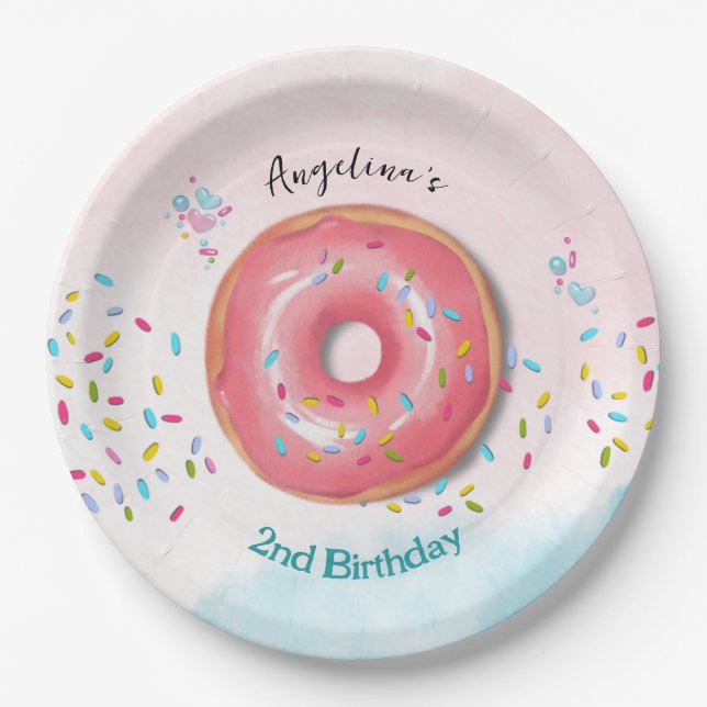 Prato de papel para aniversário de 2 anos (Frente)