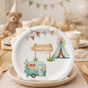 Prato de papel para festa de aniversário Boho camp