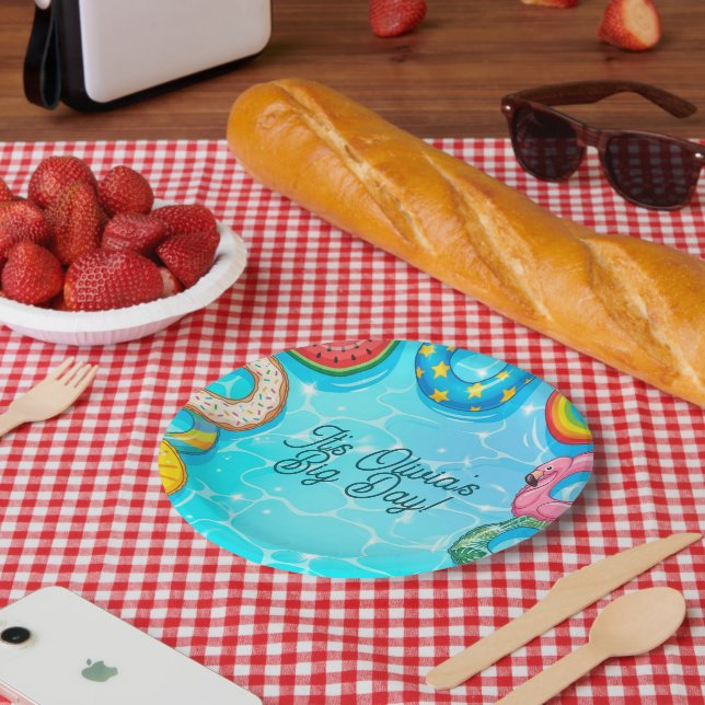 Prato de papel para festa na piscina infantil (Piquenique)