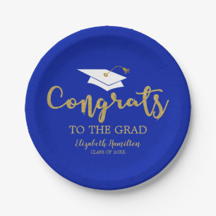 Prato De Papel Parabéns ao Graduado Dourado Brilho Graduação