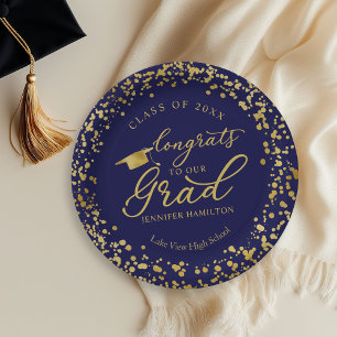 Prato De Papel Parabéns ao nosso formando Dourado Azul Graduação