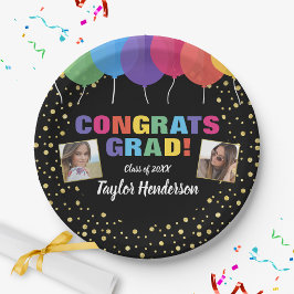 Prato De Papel Parabéns Balões de Graduação Confetti Fotos de For