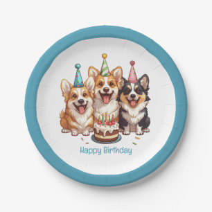 Prato De Papel Parabéns, Cães Corgi.