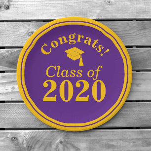Prato De Papel Parabéns Classe 2020 Dourado Roxo