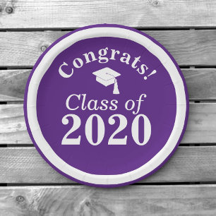 Prato De Papel Parabéns Classe 2020 Purple White