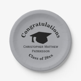 Prato De Papel Parabéns, Classe 20xx Graduação, Prata