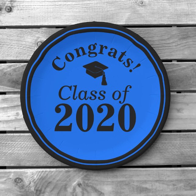 Prato De Papel Parabéns Classe de 2024 Blue Black (Criador carregado)