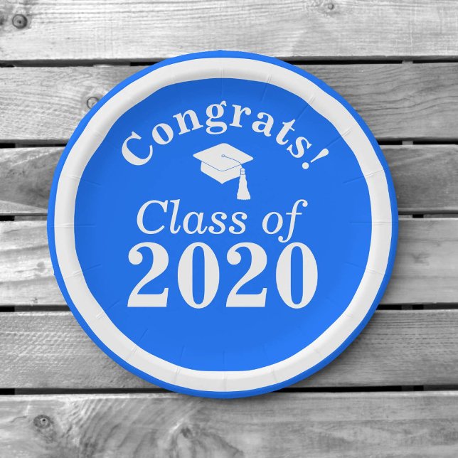 Prato De Papel Parabéns Classe de Azul Branco 2024 (Criador carregado)