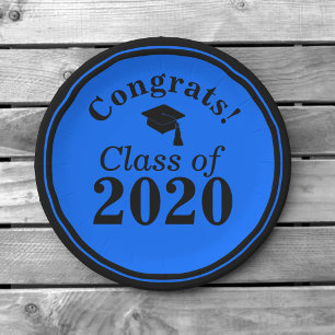 Prato De Papel Parabéns Classe de Azul Preto 2020