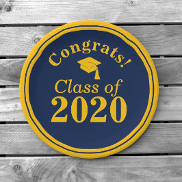 Prato De Papel Parabéns Classe de Marinho 2024 Dourado